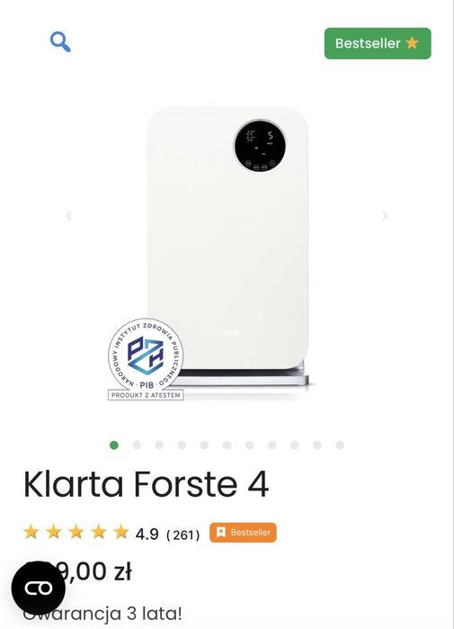 Oczyszczacz powietrza j. NOWY Klarta Forste 4