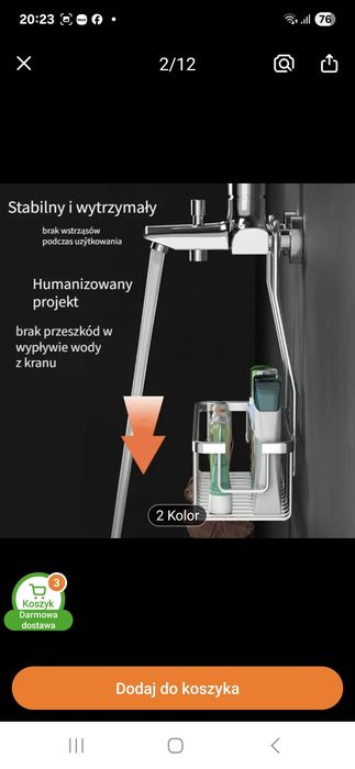 Półka metalowa pod prysznic