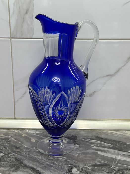 Вінтажний кувшин графин з синього скла Стрий