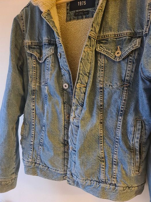 Blusão Casaco Ganga Jeans Zara Denim Tamanho 44 XL - Jaqueta Inverno