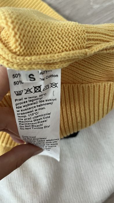 Sweter sukienka tynika PIU PerTe S zolta w geometryczne wzory