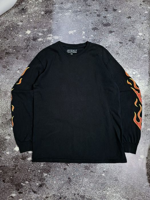 футболка лонгслів вінтажна графічний принт graphic t shirt y2k вогонь
