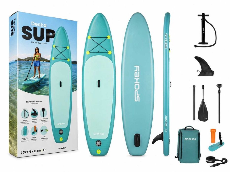 Zestaw deska SUP pompowana Spokey allround 150kg Nowa GW24 Lekka