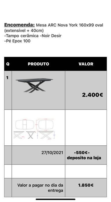 Mesa de Jantar oval 160x99  (extensível + 40cm)