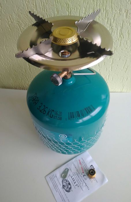 Газовий балон на 7,2л з пальником +перехідник, примус Vitkovice Milmet