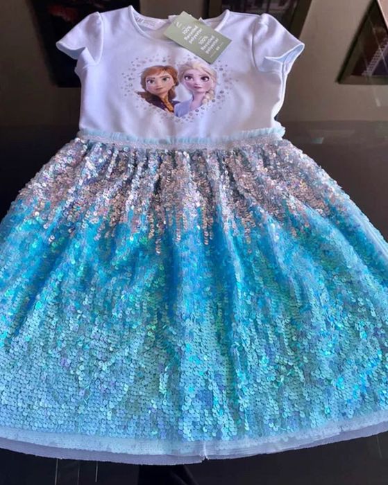 Elza, Elsa, Frozen, Kraina sukienka NOWA CEKINY 104