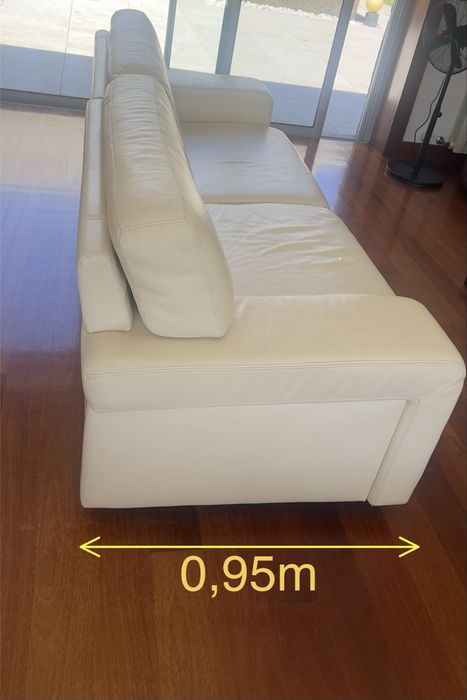 Sofá Pele Bege 4 lugares Gamamobel