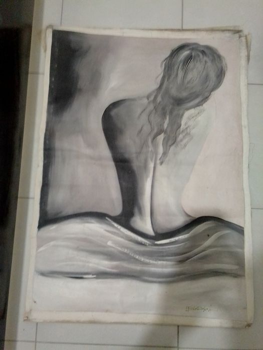 tela pintada á mão assinada