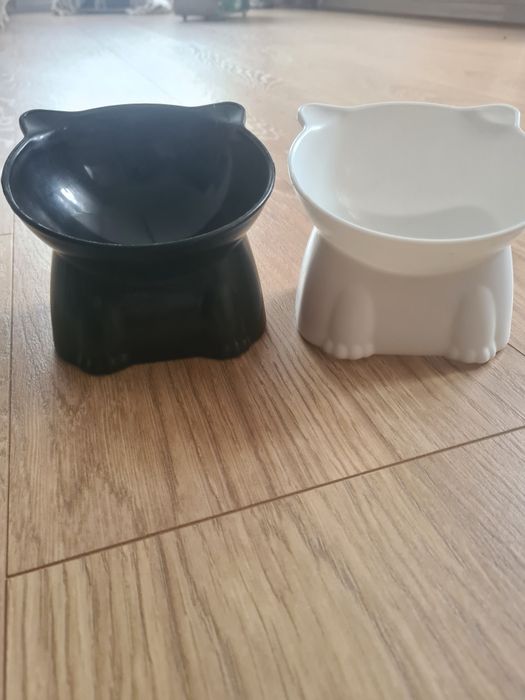 Miski dla kota czarna i biała 2 sztuki