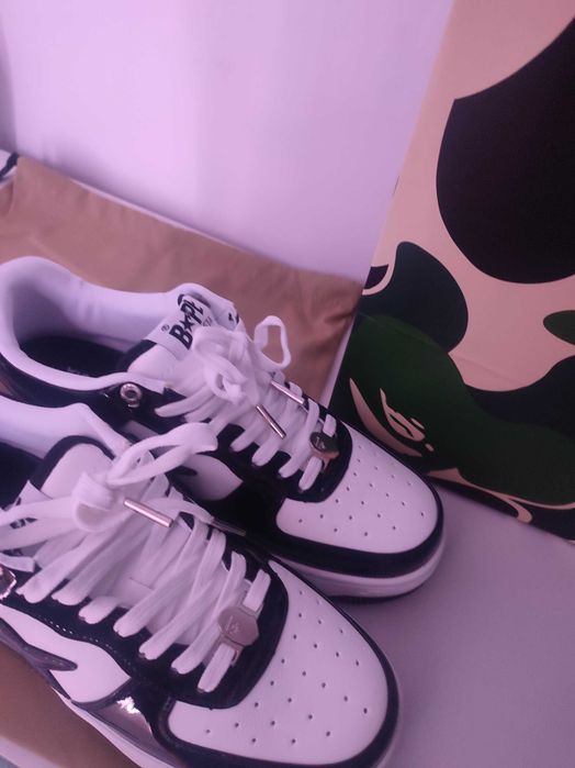 Bape Sta Patent Leather Black White