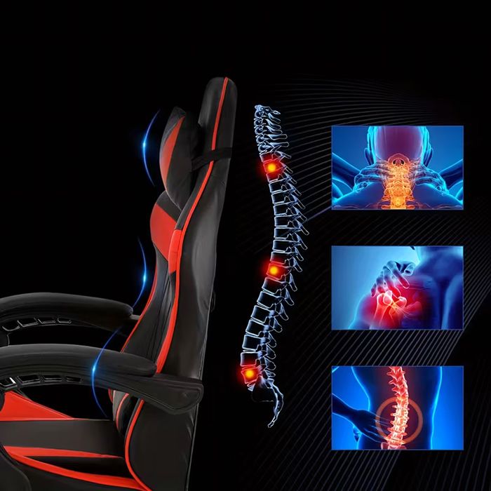 Fotel Gamingowy Biurowy Obrotowy Kubełkowy Krzesło z Podnóżkiem 150 kg