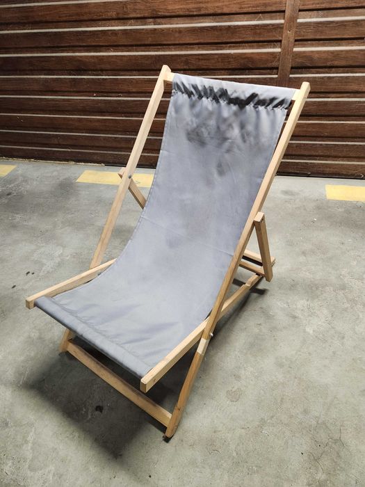 DUŻY WYGODNY LEŻAK PLAŻOWY w stanie idealnym materialowy drewniany
