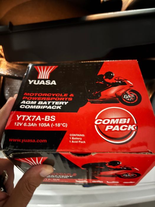 Bateria mota YTX7A-BS 12V 6Ah — nova, nunca montada