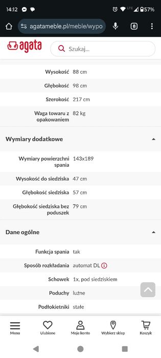 Sofa kanapa Amber Agata Meble