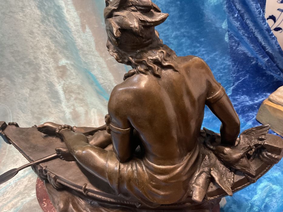 Escultura índio bronze 37 cm