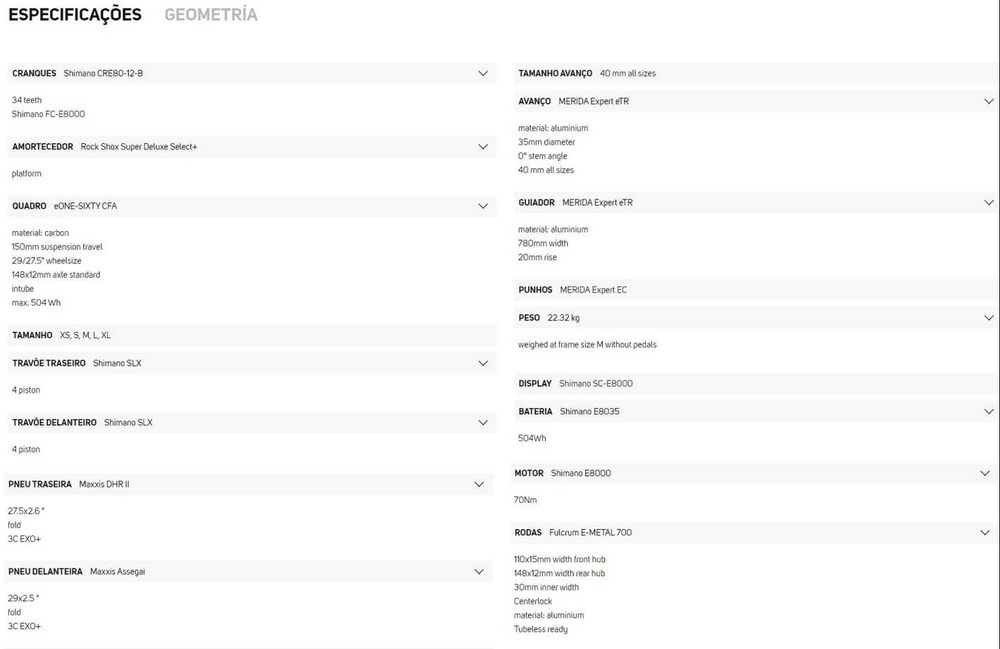 Merida e-One Sixty 8000 (e-bike) tamanho L