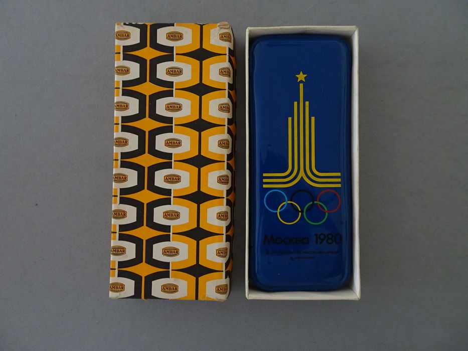 Vintage New School Pencil Case Misha 1980 Olympic Games (Blue)