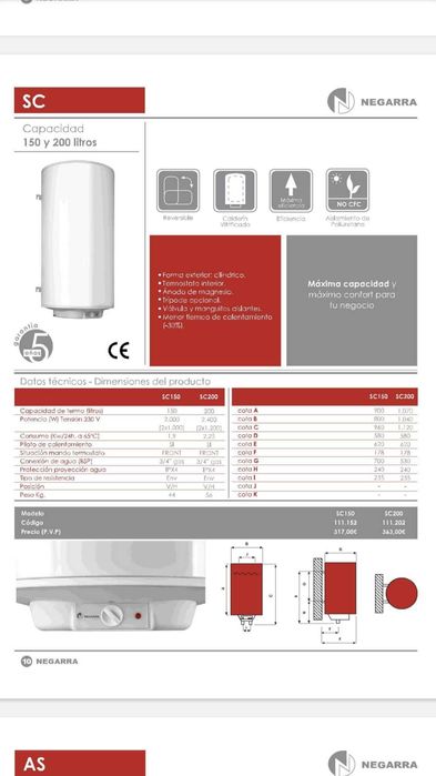 Termo acomulador de 200l