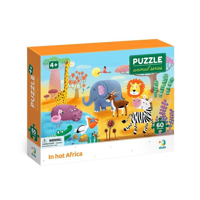 Пазл Dodo 60 шт Диво-звірі у лісі, Спекотна Африка, Сільскі пригоди