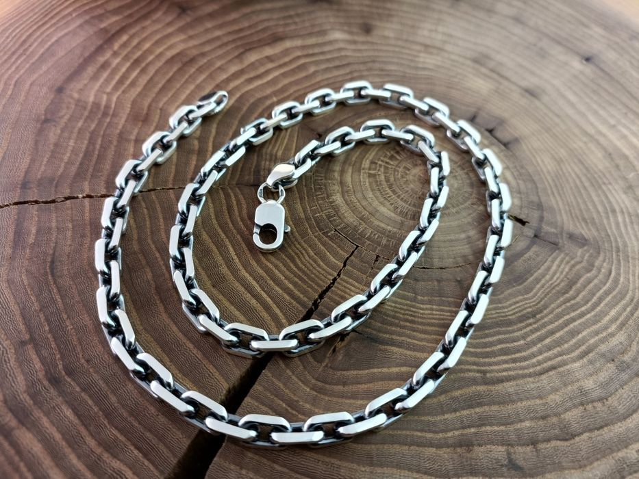 Серебряная Якорная цепочка с гранями. Мужская цепь Якорь серебро 925: 5 ...