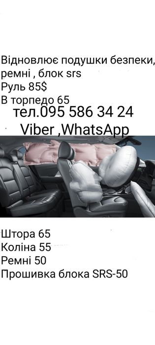 Подушка безопасности руля колени сиденье штора ремень безопасности.