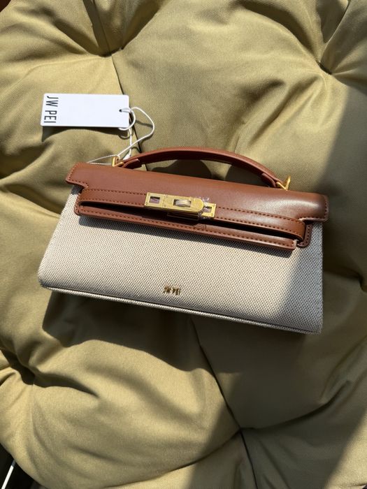 Жіноча сумочка Jw pei Noor brown canvas і Black croc
