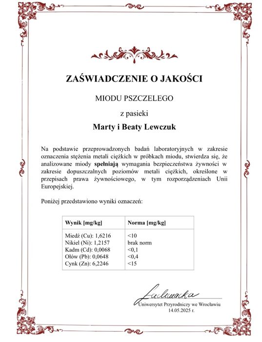 Miód z własnej pasieki 2026