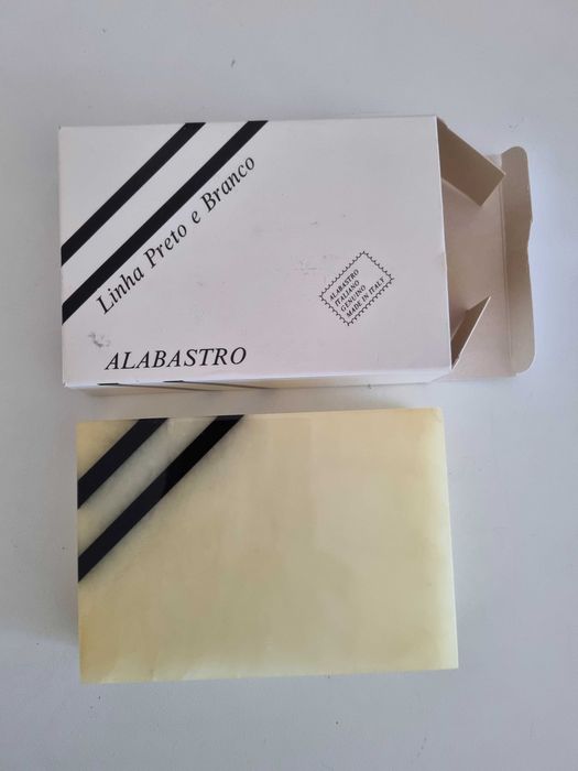 1 vintage tobacco box, black and white alabaster - Italy