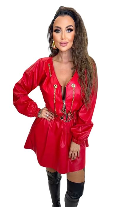 Sukienka Lola Blanka czerwona z ekoskórki