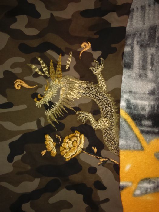 Koszula z krótkim rękawem moro Zara wyszywany smok ze smokiem S