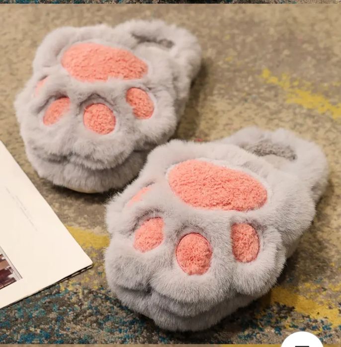 Тапочки дитячі теплі Котяча лапка для дівчаток бавовняні плюшеві тапки
