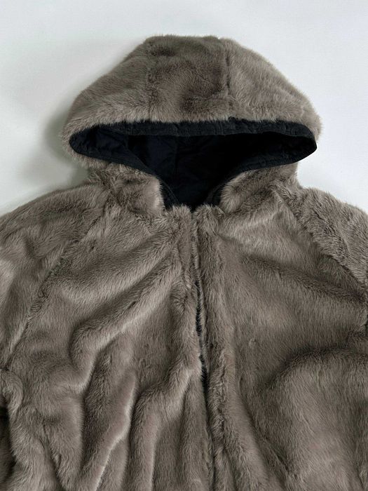 Бомбер двосторонній чорний с хутром дутый куртка курточка мех капюшон