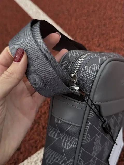 Сумка месенджер Lacoste сіра чоловіча, сумка лакосту сіра чоловіча через плече