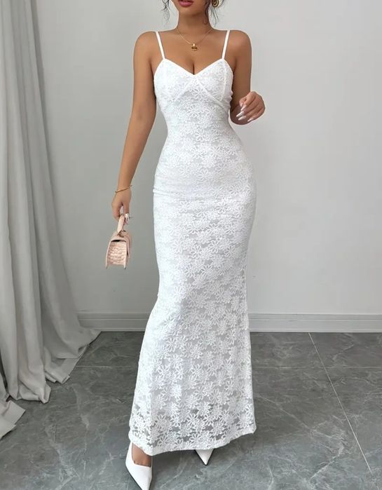 Біла мереживна сукня  по фігурі | Вечірня / Весільна / На розпис