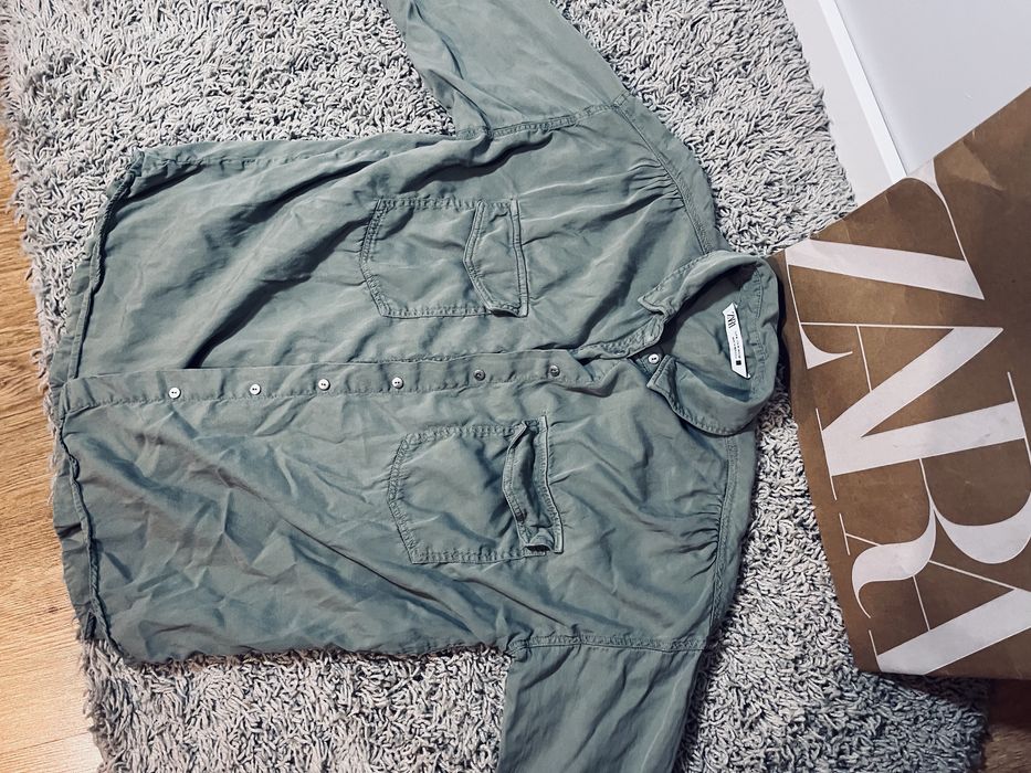 Zara rozm M koszula damska khaki ciemnozielona
