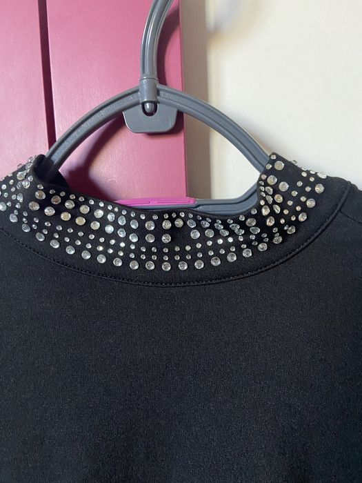 Czarna sukienka Cropp XS diamenciki odkryte plecy viral
