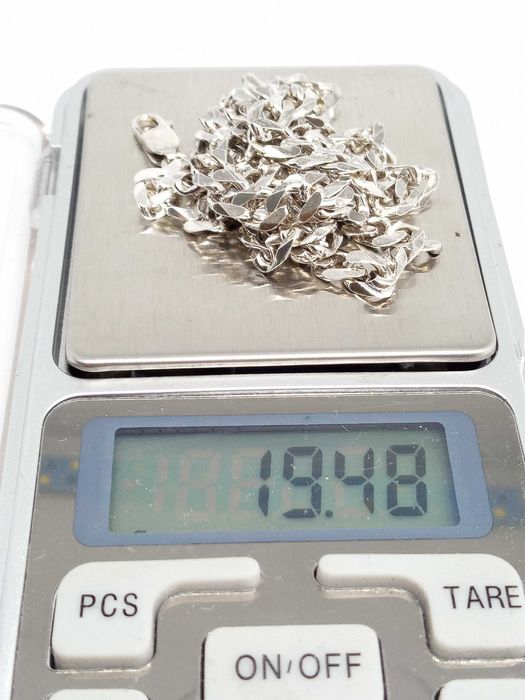 Lombardowski. Srebrny łańcuszek pr.925 44,5cm 19,48g Pancerka BDB stan