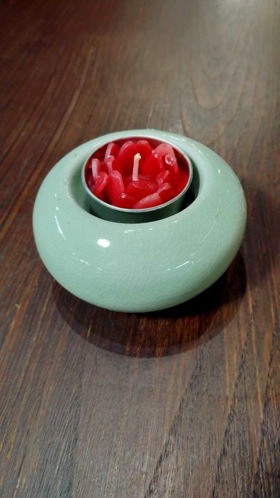 Porta-velas cerâmica