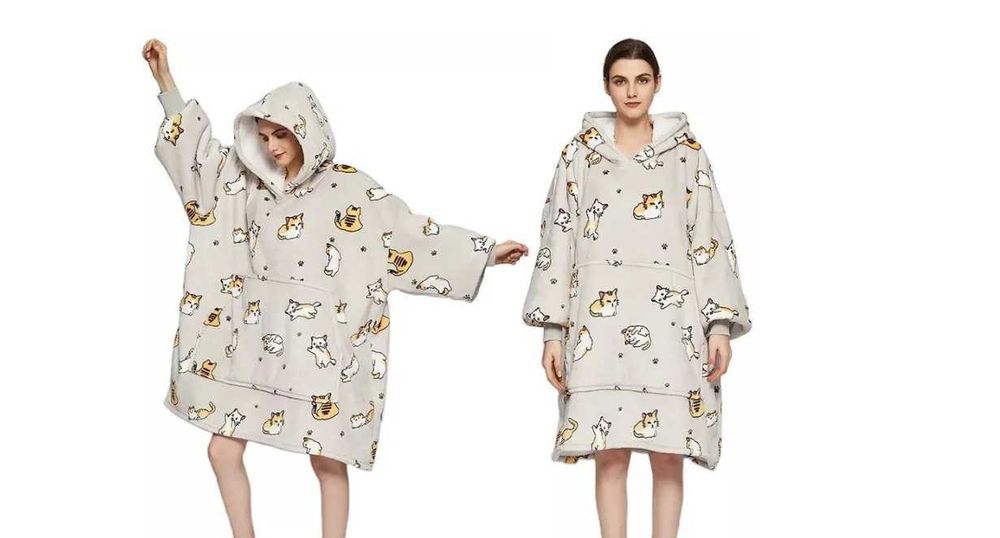 Koc z rękawami Koc bluza kocobluza Oversize XXL Kotki