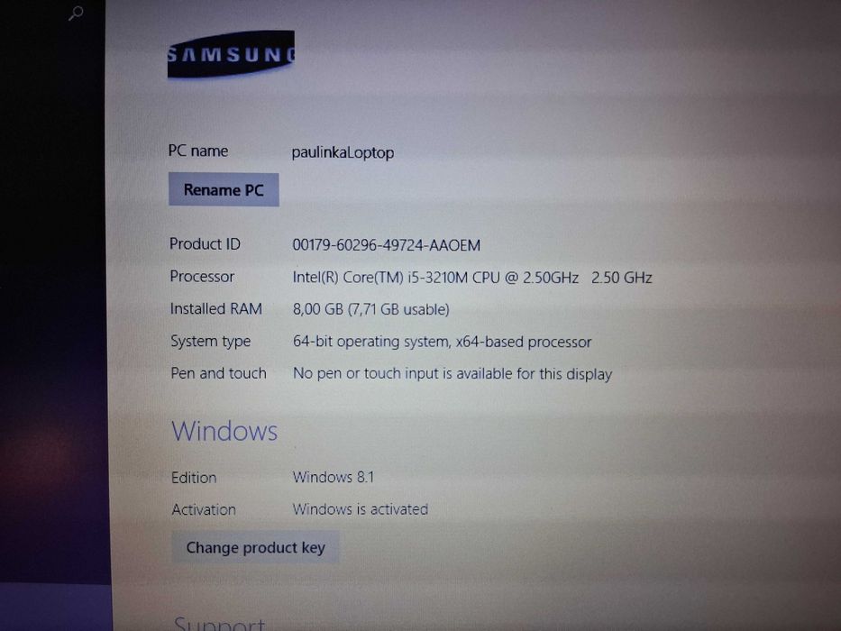 Laptop Samsung 14'' Intel Core i5-3210M 8GB 750 GB Windows 8.1 używany
