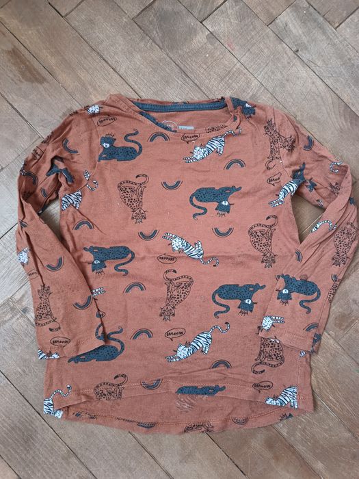 Bluzka brązowa z długim rękawem koty Little Kids rozmiar 116