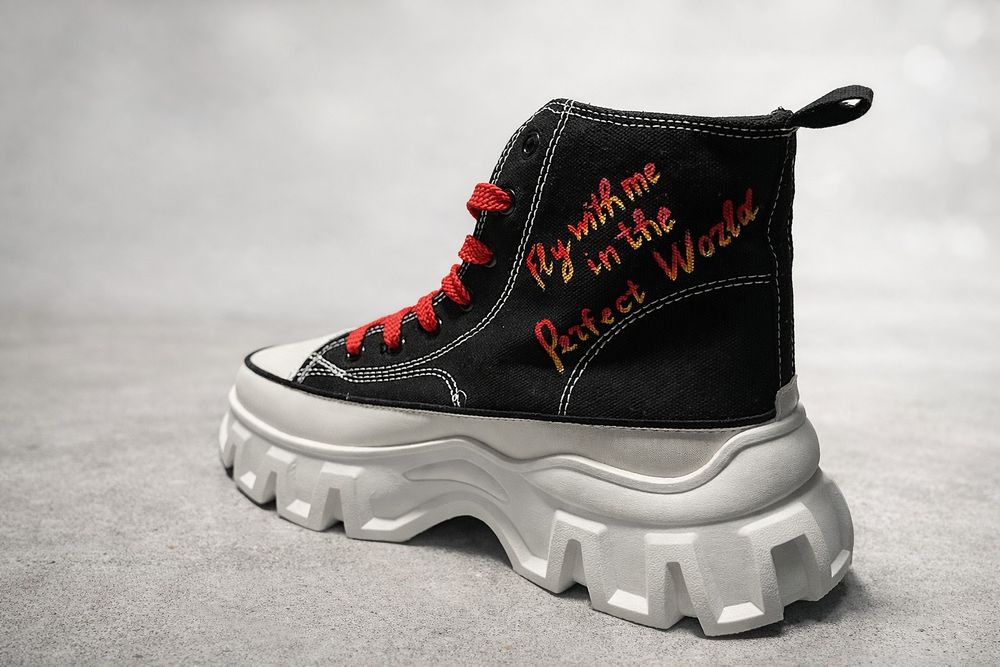 Кеды  панк ручной росписи на высокой подошве