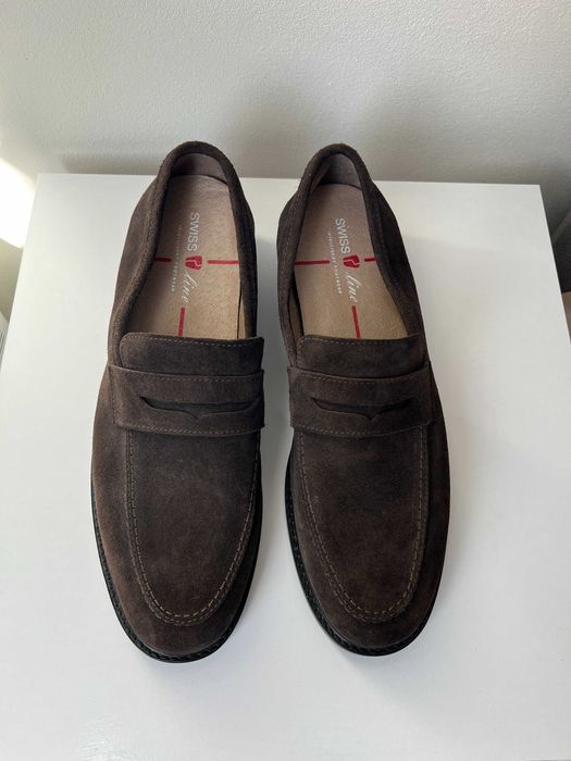 Чоловічі шоколадні замшеві лофери шкіряні туфлі шкіра лофери мокасіни