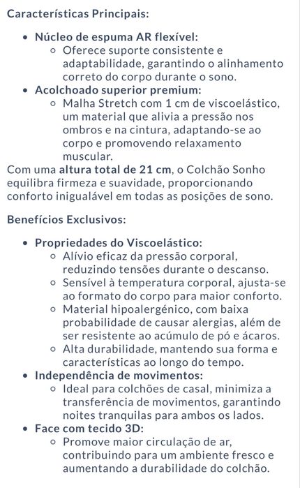 Colchão cama casal NOVO  140x200
