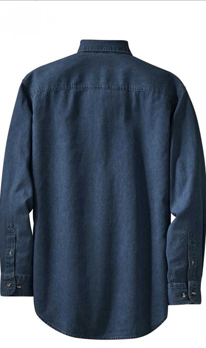 Рубашка Pull&Bear dark blue cotton denim