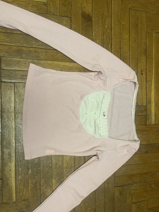 Кофта мила рожево-біла з квіточкою. Xs розмір