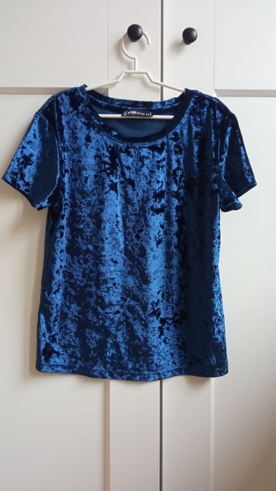 Koszulka bluzka z krótkim rękawem welurowa aksamitna impreza disco świ