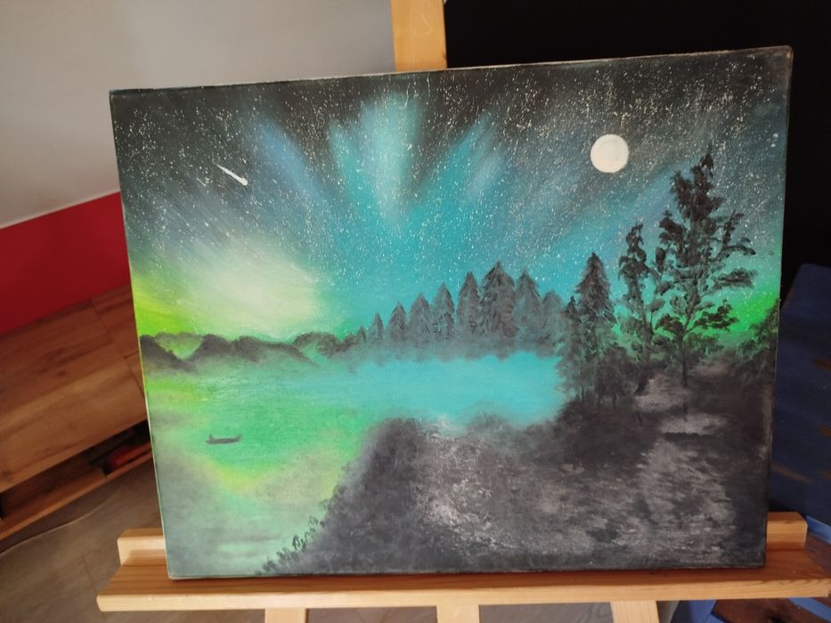 Obrazy na płótnie, zorza polarna i zachód słońca