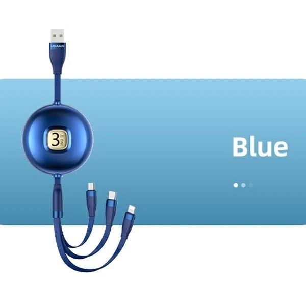 USAMS Kabel U69 3w1 1m niebieski/blue (lightning/microUSB/USB-C)
