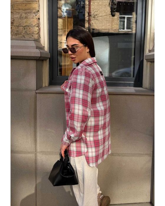 Koszula flanelowa damska w kratę oversize XS/S/M HIT 2026
